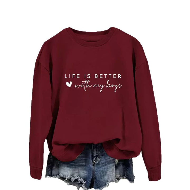 Damen gemütlicher Rundhals-Sweater mit inspirierendem Aufdruck Drune
