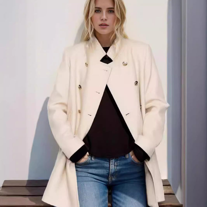 Damen eleganter Duffle-Mantel mit doppelter Knopfleiste und luxuriösen Details Drune