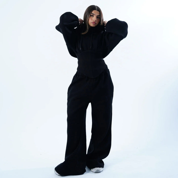 Damen lässiger Oversized Hoodie mit figurschmeichelndem Schnitt und weitem Bund Drune