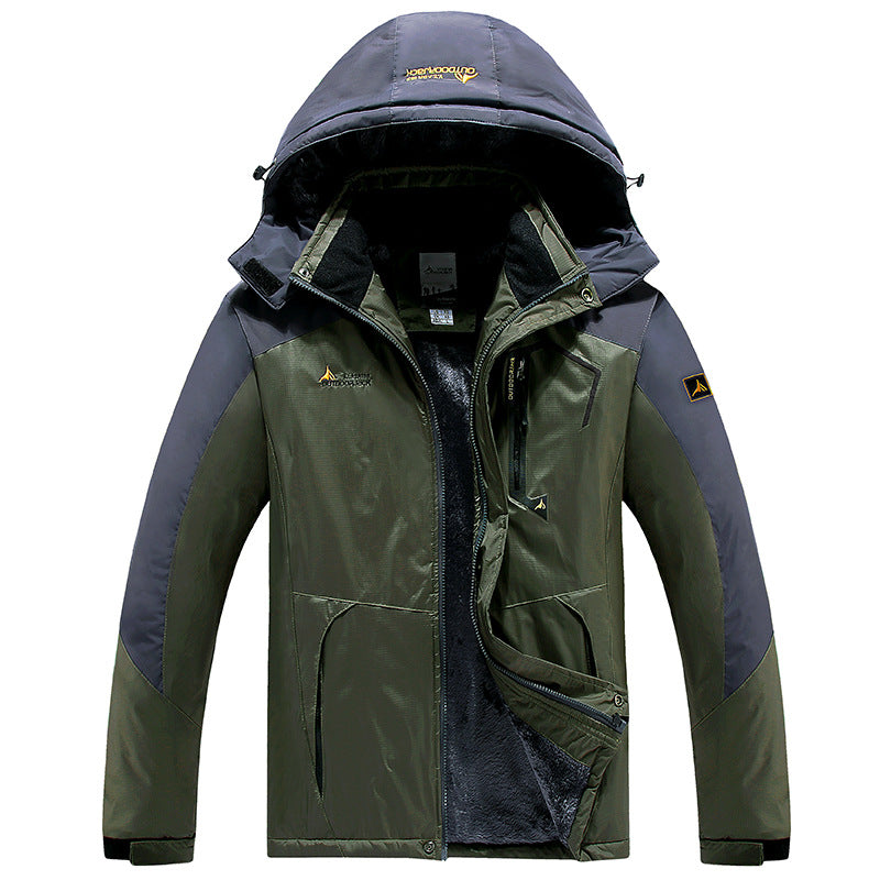 Herren Wasserdichte gefütterte Outdoor-Skijacke mit abnehmbarer Kapuze und Thermofutter Drune