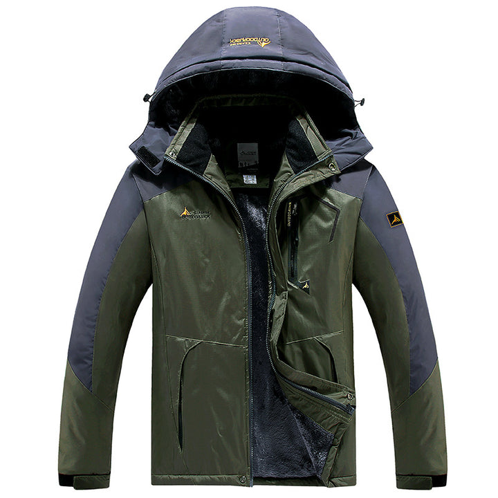 Herren Wasserdichte gefütterte Outdoor-Skijacke mit abnehmbarer Kapuze und Thermofutter Drune