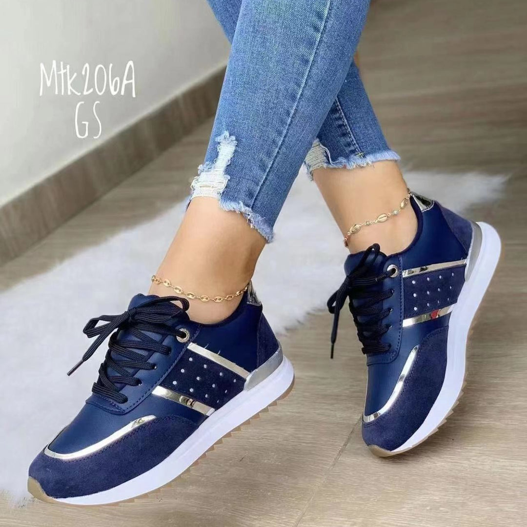 Damen Trendige Plateau-Sneaker mit Metallic-Akzenten und gepolsterter Komfortsohle Drune