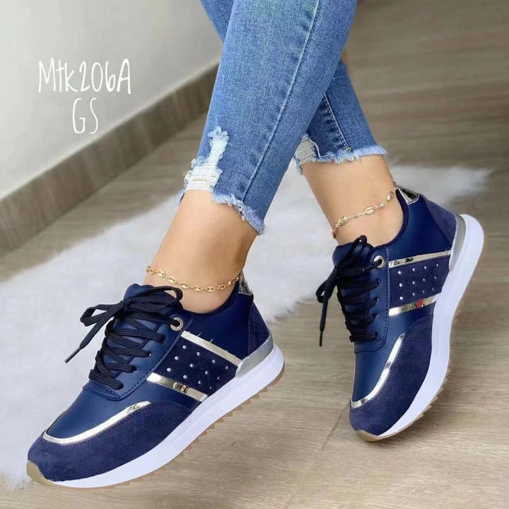 Damen Trendige Plateau-Sneaker mit Metallic-Akzenten und gepolsterter Komfortsohle Drune