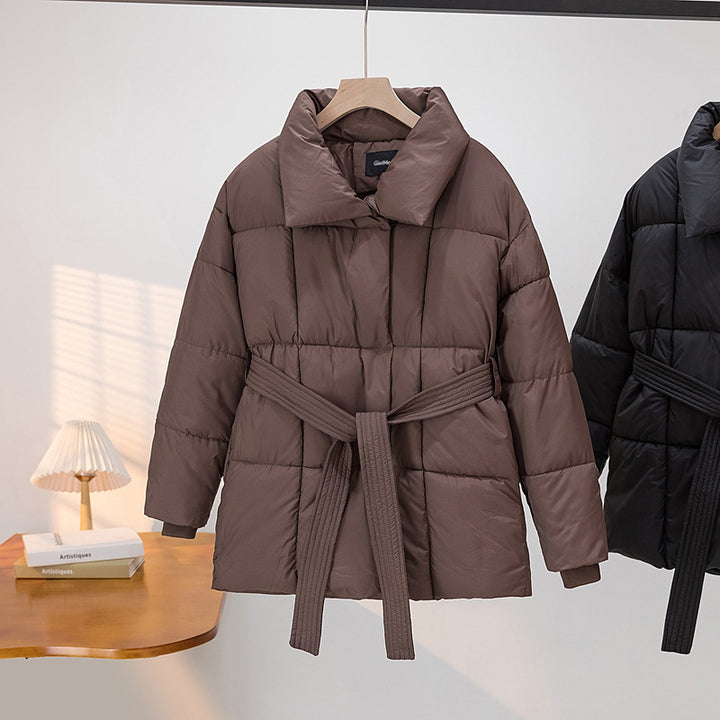 Damen Wattierte Jacke mit Gürtel und eleganter Kragenform Drune