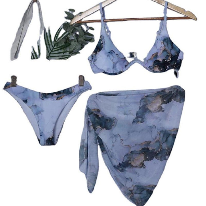 Damen Triangel-Bikini-Set mit Übergroßem Wickelrock Drune
