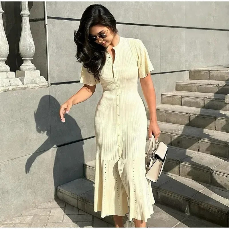 Damen Strickkleid mit lässigen Puffärmeln Drune