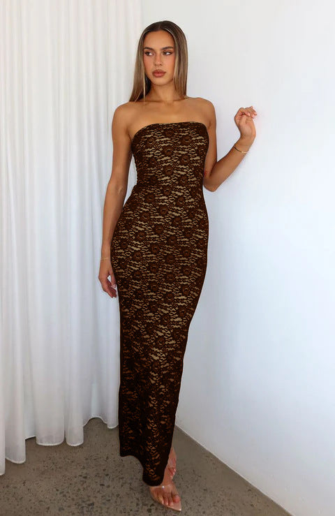 Damen Spitzenkleid im ärmellosen Design Drune
