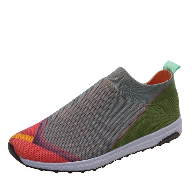 Damen Leichte Strick-Slipper-Sneaker ohne Schnürung mit atmungsaktivem Mesh und gedämpfter Plateausohle Drune