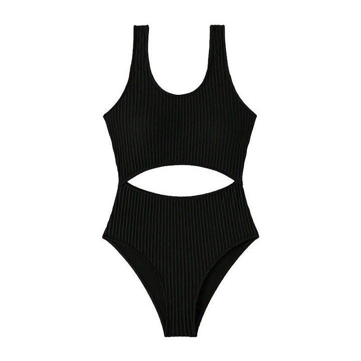 Damen Einteiler Badeanzug mit hohem Beinausschnitt und modischem Cut-Out Drune