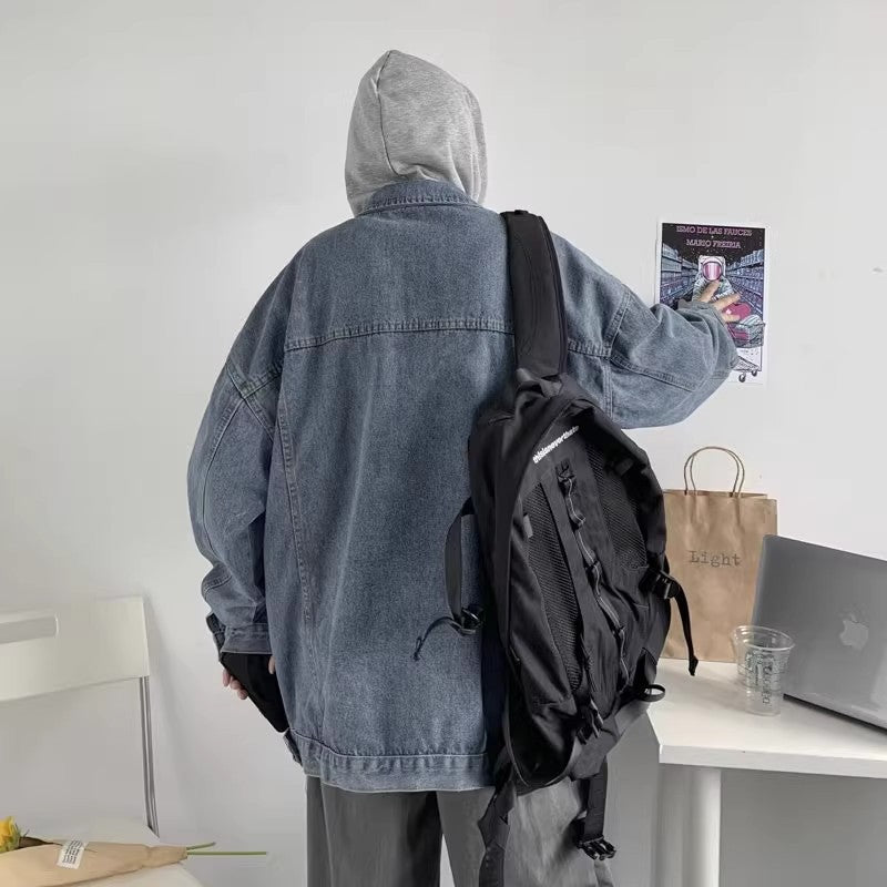 Herren Lässige Overshirt-Jacke mit Kapuze Drune