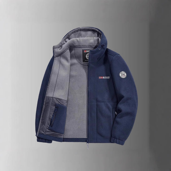 Herren Fleecejacke mit praktischem Halsschutz Drune