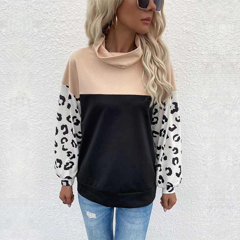Damen Oversize-Pullover mit Schalkragen, Colourblock und Ballonärmeln Drune