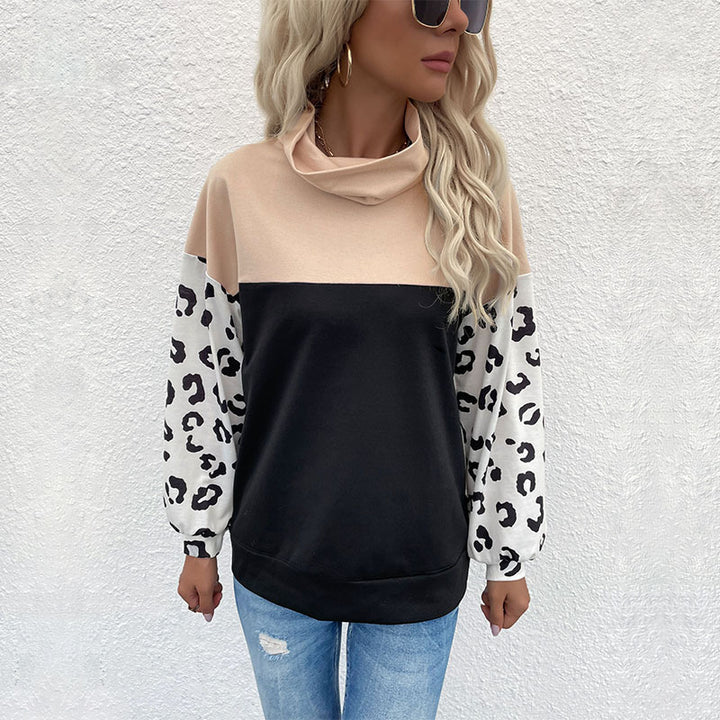 Damen Oversize-Pullover mit Schalkragen, Colourblock und Ballonärmeln Drune