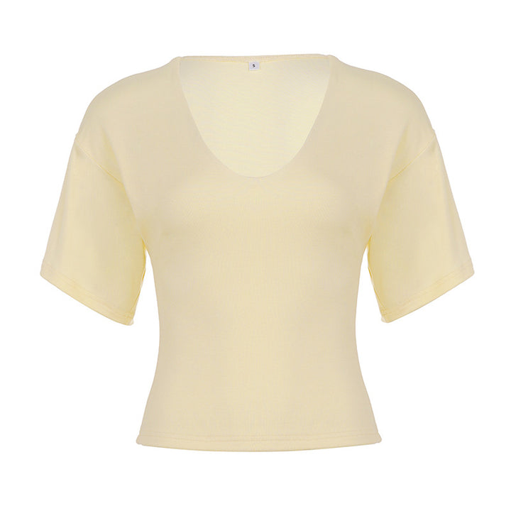 Damen elegantes V-Ausschnitt Oberteil mit lockeren Ärmeln Drune