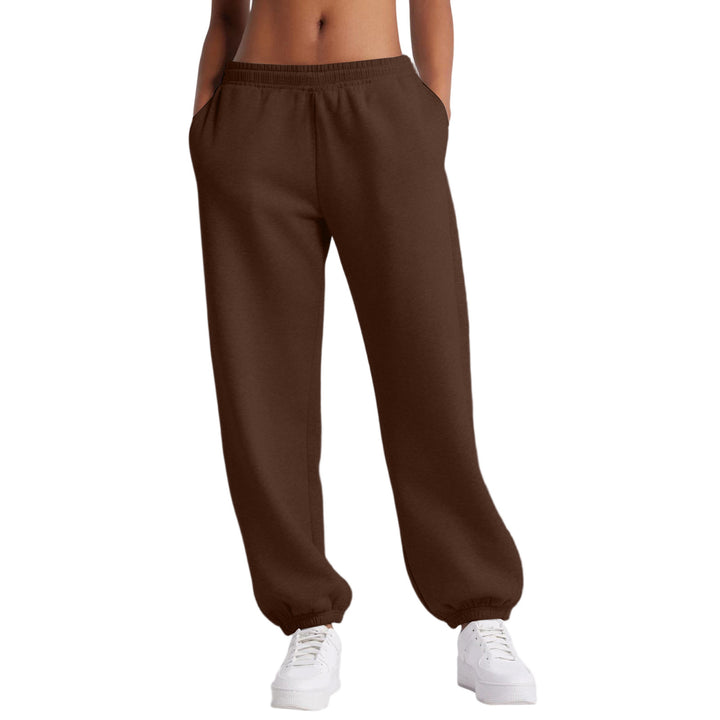 Damen nan schmale High‑Waist Sweat-Jogginghose mit hohem Komfortbund, verstellbarem Kordelzug und elastischen Knöchelbündchen Drune