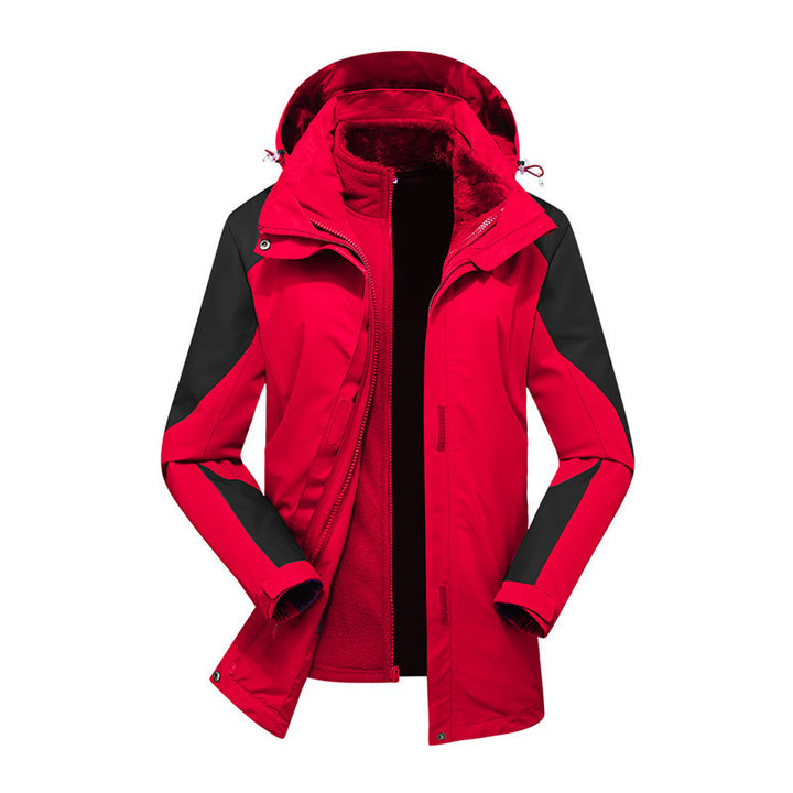Damen zweilagige Softshelljacke mit herausnehmbarer Teddyfleece-Innenjacke und verstellbarer Kapuze Drune