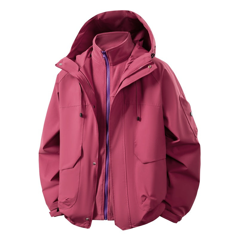 Unisex zweilagige Softshell-Parka mit herausnehmbarem Fleece-Innenlayer, Kapuze und Utility-Taschen Drune