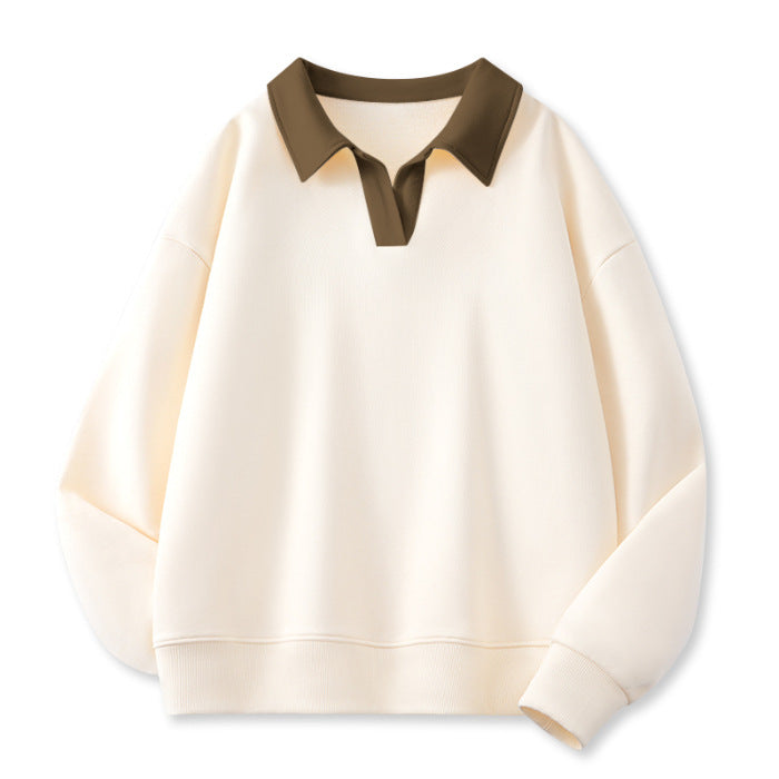 Damen Stilvolles V-Ausschnitt Fleece Pullover Sweatshirt Drune
