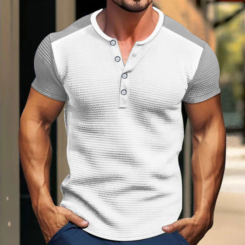 Herren nan kurzärmeliges Henleyshirt mit mittellanger Knopfleiste und Raglanärmeln Drune