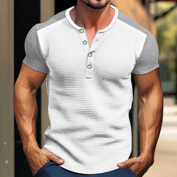 Herren nan kurzärmeliges Henleyshirt mit mittellanger Knopfleiste und Raglanärmeln Drune