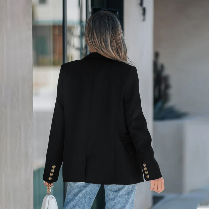 Damen Doppelreihiger Longline-Blazer mit taillierter Silhouette & Zierknopfleiste Drune