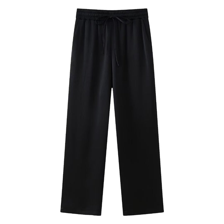 Damen nan weite Plissee-Hose mit elastischem Bund, Tunnelzug und seitlichen Eingrifftaschen Drune