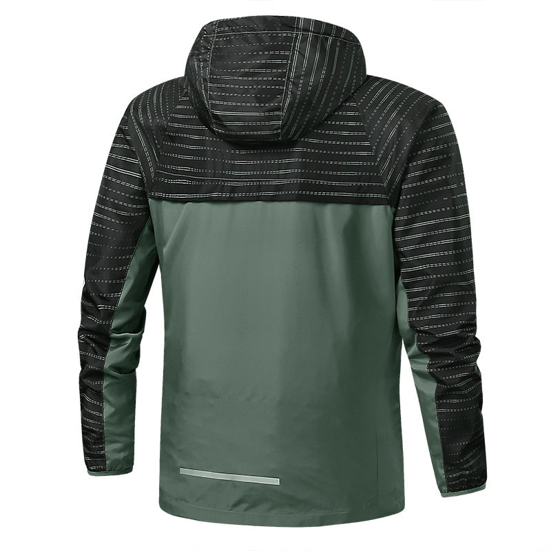 Herren Leichte Reflektierende Kapuzen-Windjacke mit Mesh-Futter und Reißverschlusstaschen Drune
