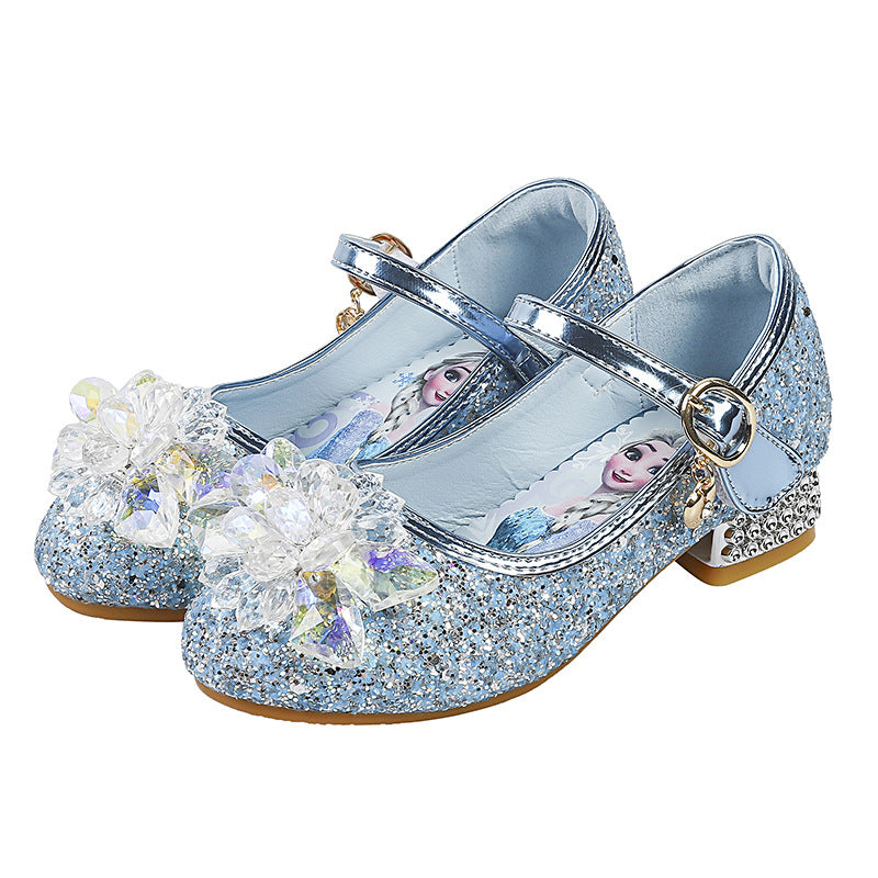 Mädchen Glitzernde Mary Jane Schuhe mit funkelnden Blumenapplikationen Drune