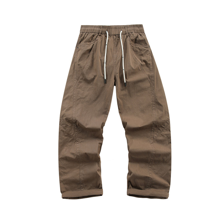Herren Weite Freizeit-Hose mit elastischem Tunnelzugbund, diagonalem Eingriffstaschen‑Design und Knie‑Paneelen Drune