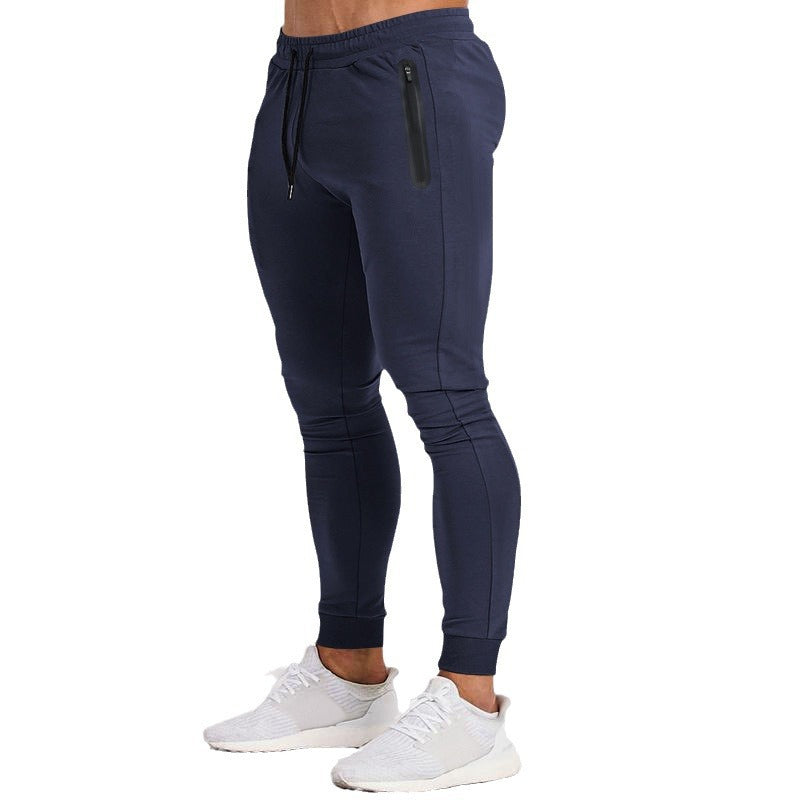 Herren schmal geschnittene Jogginghose mit Reißverschlusstaschen und Kordelzug Drune