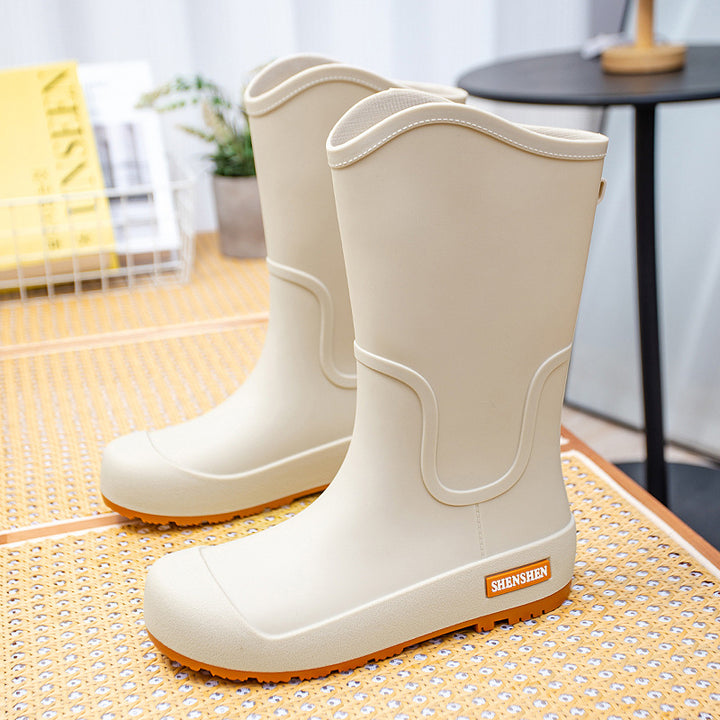 Damen Mittelhohe wasserdichte Gummistiefel mit griffiger Profillaufsohle Drune