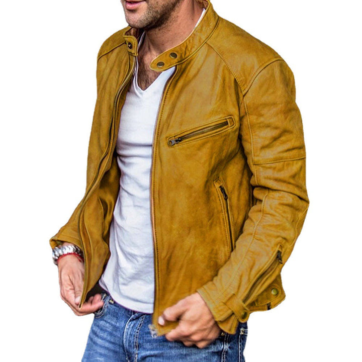 Herren Weiche Leder Bikerjacke mit Designelementen