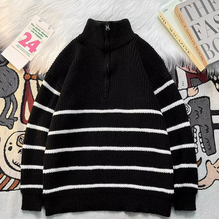 Herren Grobstrickpullover mit hohem Kragen und praktischem Reißverschluss Drune