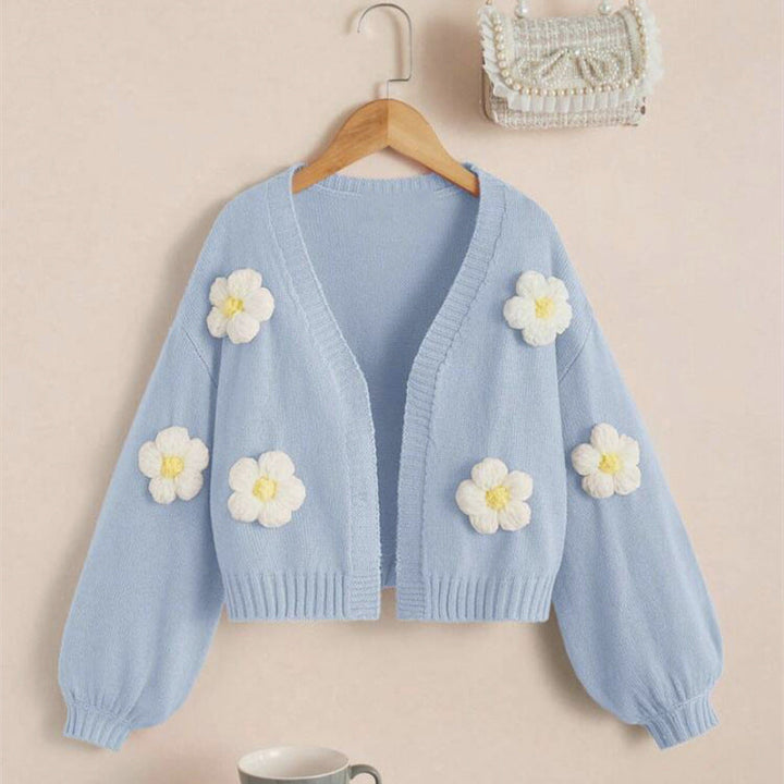 Damen Kurzjacke mit verspielten Blumenapplikationen Drune
