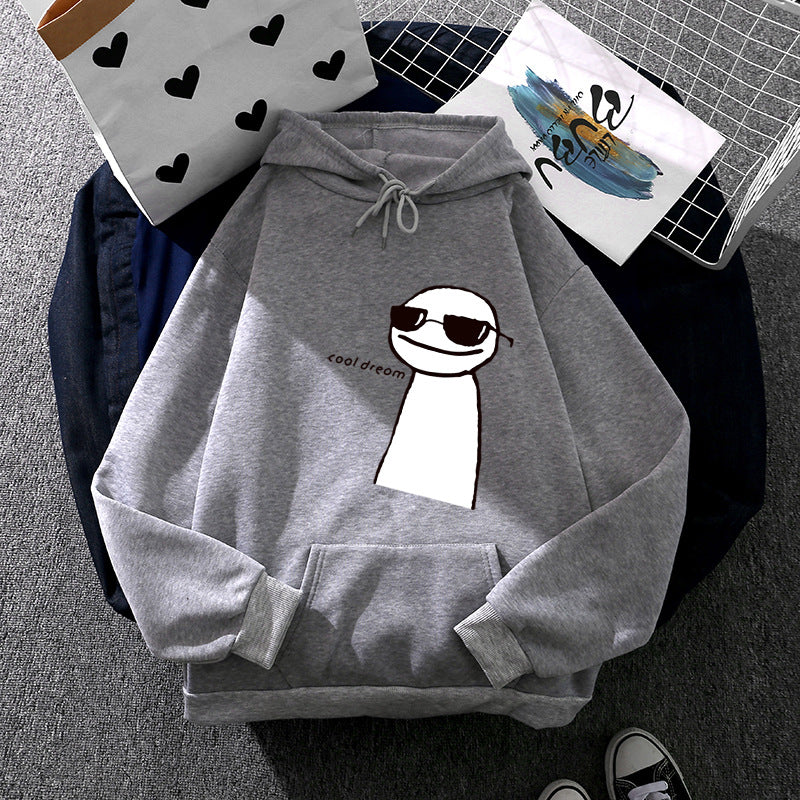 Damen nan Kapuzenpullover mit minimalistischer Grafik, lockerer Oversize-Passform und Kängurutasche Drune