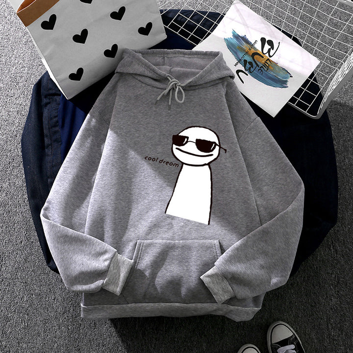 Damen nan Kapuzenpullover mit minimalistischer Grafik, lockerer Oversize-Passform und Kängurutasche Drune