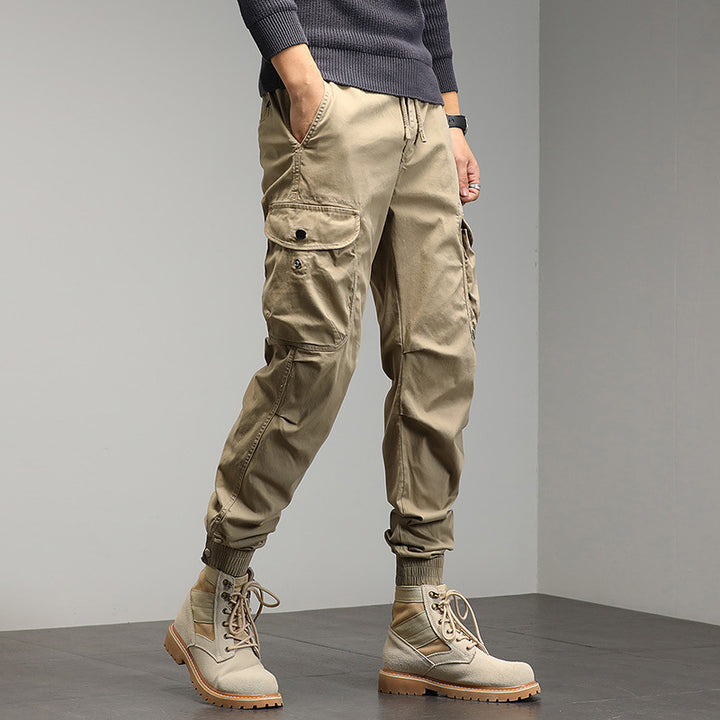 Herren Cargo-Joggerhose im Utility-Look mit elastischem Bund, Mehrfach-Taschen und gerippten Beinabschlüssen Drune