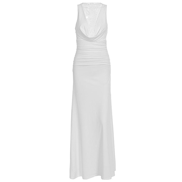 Damen Elegantes Maxikleid mit elegantem Neckholder-Design und raffinierter Spitzenlage Drune