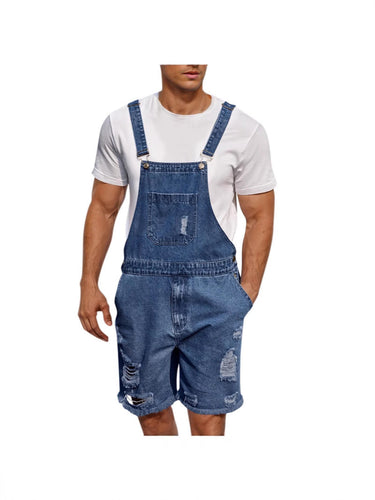 Herren Lässige Denim-Latzhose im distressed Look Drune