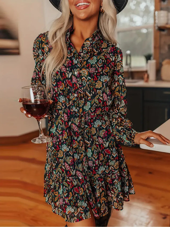 Damen Blusen-Kleid mit floralem Design Drune