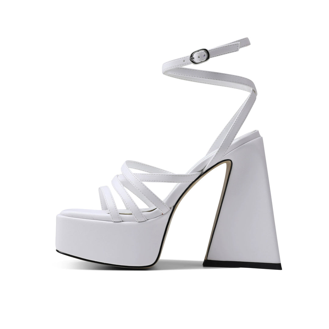 Damen Strappy High-Platform Sandalen mit geometrischem Absatz Drune