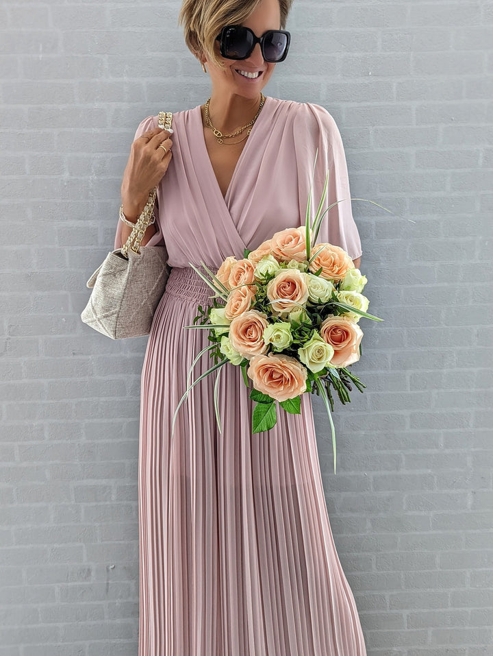 Damen Eleganter Jumpsuit mit tiefem V-Ausschnitt und voluminösen Ärmeln Drune
