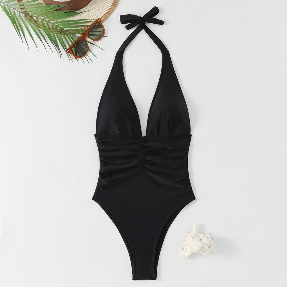 Damen Eleganter Badeanzug mit Raffungen Drune