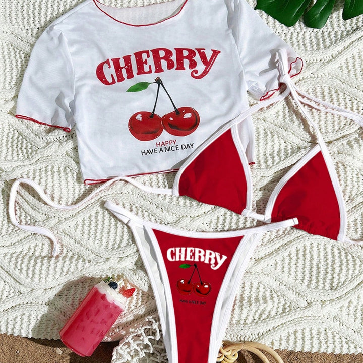 Damen Sportlicher Bikini mit transparentem Oberteil Drune