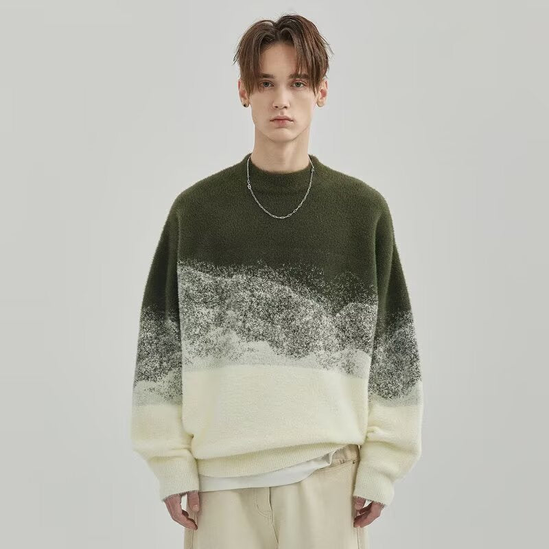 Herren Modischer Grobstrickpullover mit Farbverlauf Drune