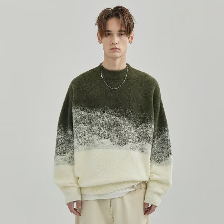 Herren Modischer Grobstrickpullover mit Farbverlauf Drune