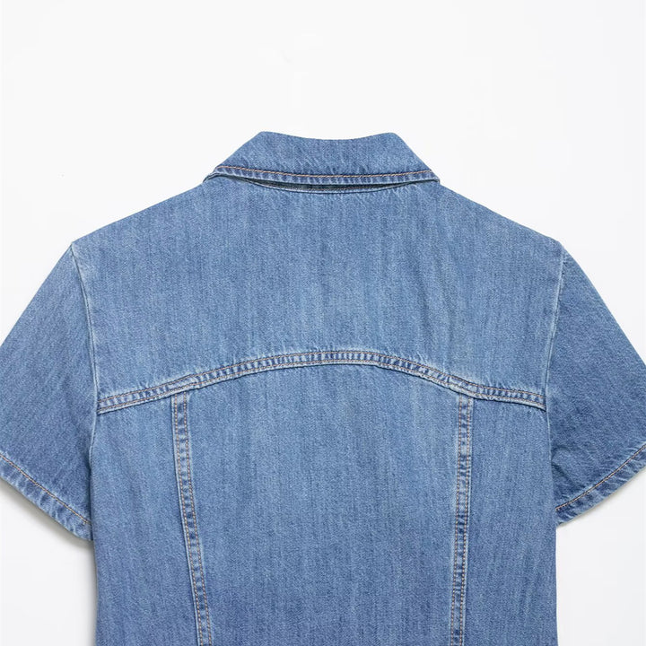 Damen Denim Kurzjacke mit Reißverschluss Drune