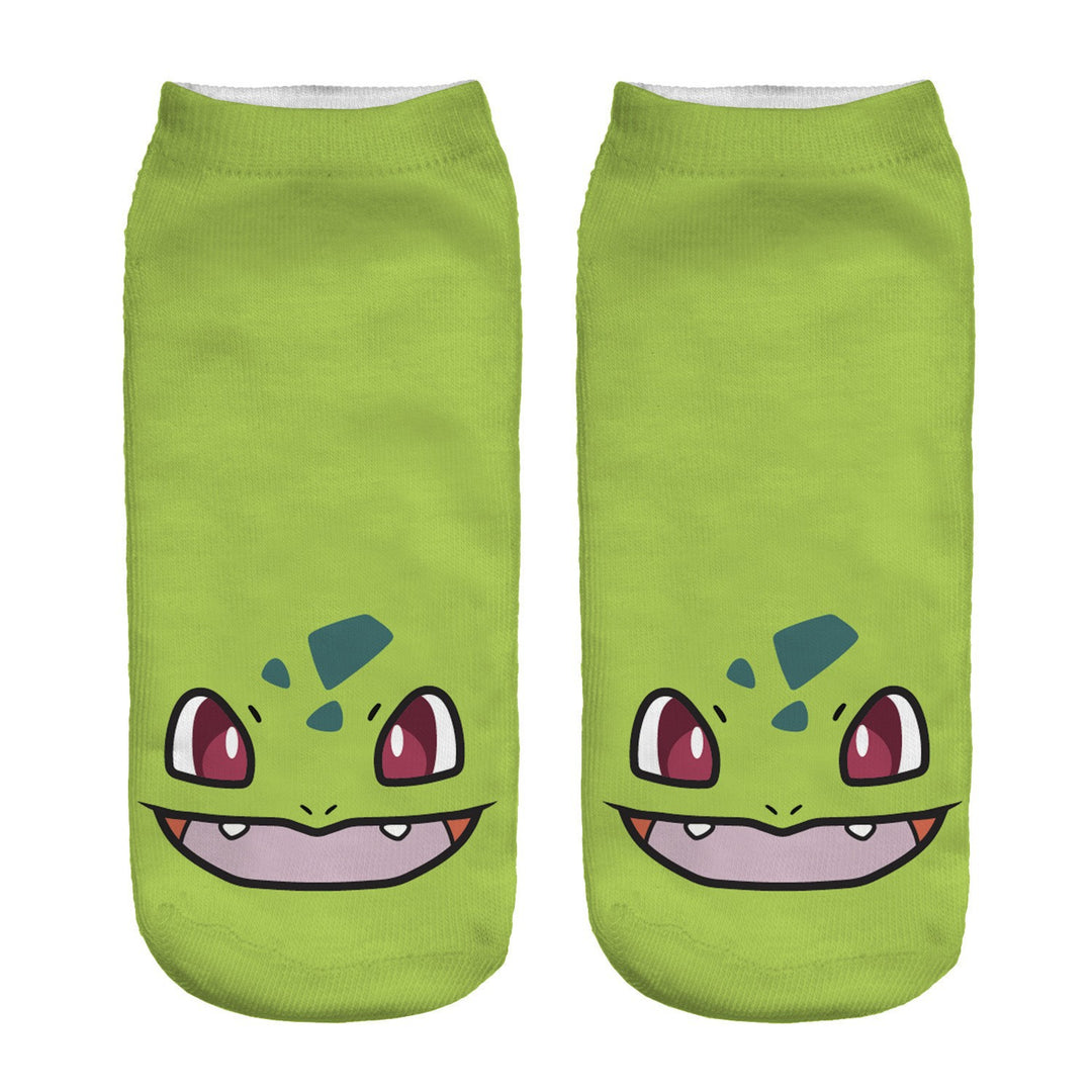 Unisex Niedrige Ankle-Socken mit Cartoon-Monster-Gesicht und weichem Baumwollmix Drune