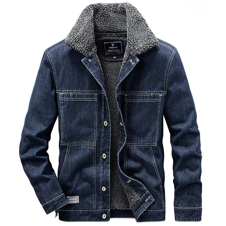 Herren Sherpa-gefütterte Denimjacke im Worker-Style Drune