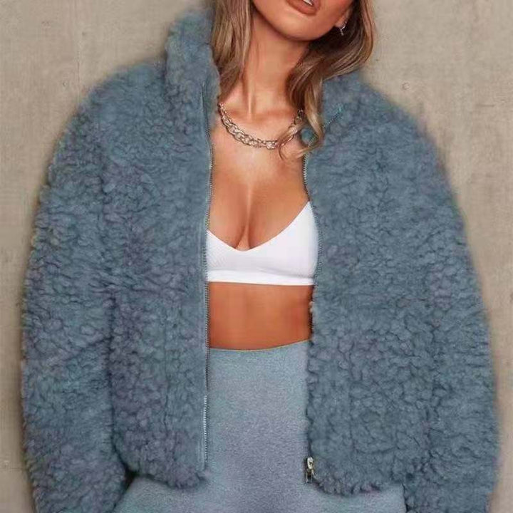 Damen warme Fleece-Jacke mit hoher Kragen und Reißverschluss Drune